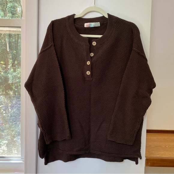 NWT Free People Hailee Sweater Set FP Beach 2 Piece Loungewear Waffle Knit Brown - Picture 8 of 13